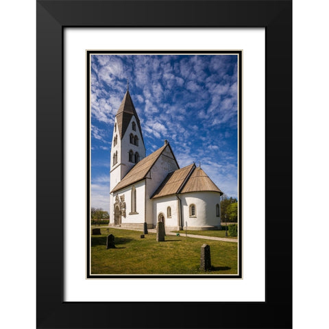 Sweden-Gotland Island-Stanga-Stanga church-exterior Black Modern Wood Framed Art Print with Double Matting by Bibikow, Walter