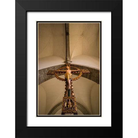 Sweden-Gotland Island-Stanga-Stanga church-interior crucifix Black Modern Wood Framed Art Print with Double Matting by Bibikow, Walter