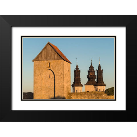 Sweden-Gotland Island-Visby-12th century city wall-most complete medieval city wall in Europe-Oster Black Modern Wood Framed Art Print with Double Matting by Bibikow, Walter