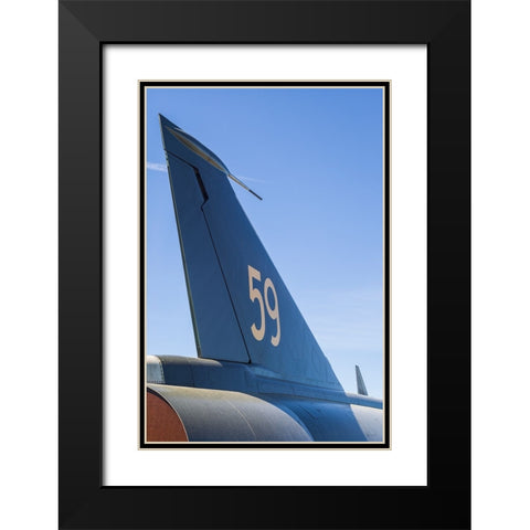 Sweden-Southeastern Sweden-Nykoping-F11 reconnaissance aircraft-F11 Museum-tail fin Black Modern Wood Framed Art Print with Double Matting by Bibikow, Walter