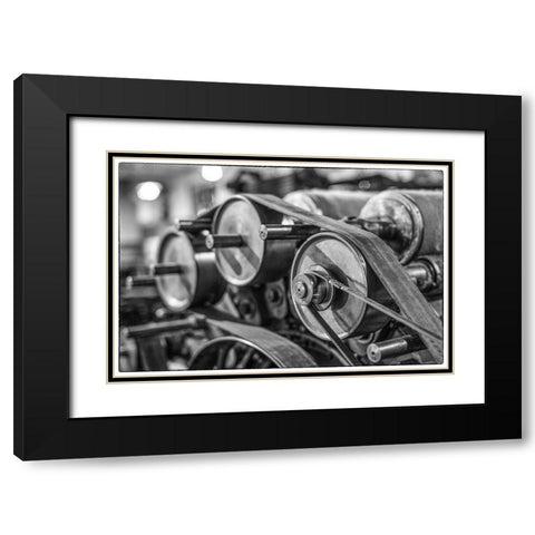 Sweden-Norrkoping-former mill town-19th century cloth loom pulleys Black Modern Wood Framed Art Print with Double Matting by Bibikow, Walter