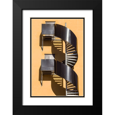 Sweden-Norrkoping-early Swedish industrial town-circular staircase Black Modern Wood Framed Art Print with Double Matting by Bibikow, Walter