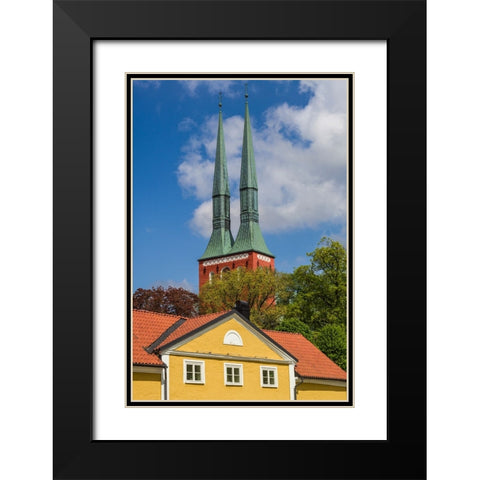 Sweden-Vaxjo-Vaxjo church-exterior Black Modern Wood Framed Art Print with Double Matting by Bibikow, Walter