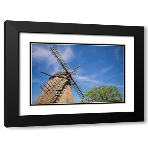 Sweden-Oland Island-Strandskogen-antique wooden windmill Black Modern Wood Framed Art Print with Double Matting by Bibikow, Walter