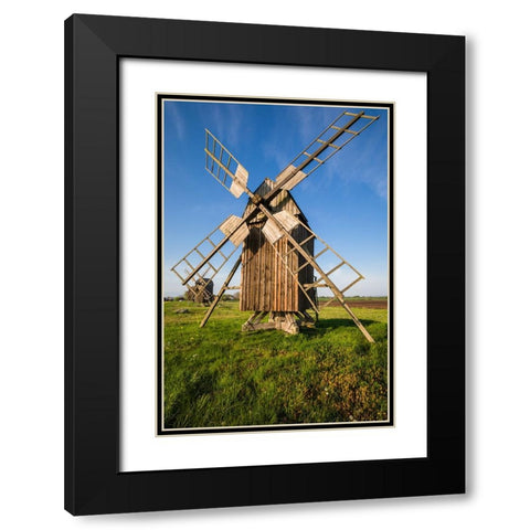 Sweden-Oland Island-Lerkaka-antique wooden windmills Black Modern Wood Framed Art Print with Double Matting by Bibikow, Walter
