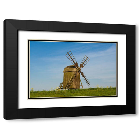 Sweden-Oland Island-Lerkaka-antique wooden windmills Black Modern Wood Framed Art Print with Double Matting by Bibikow, Walter