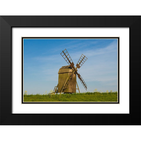 Sweden-Oland Island-Lerkaka-antique wooden windmills Black Modern Wood Framed Art Print with Double Matting by Bibikow, Walter