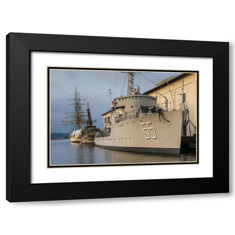 Southern Sweden-Karlskrona-Marinmuseum-marine museum-naval vessels Black Modern Wood Framed Art Print with Double Matting by Bibikow, Walter