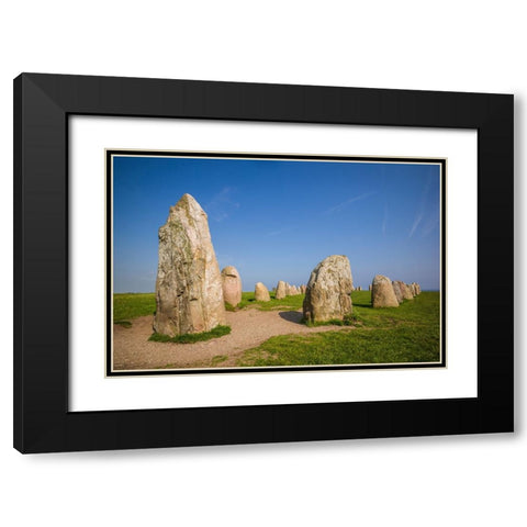 Southern Sweden-Kaseberga-Ales Stenar-Ales Stones-early peoples ritual site-600 AD Black Modern Wood Framed Art Print with Double Matting by Bibikow, Walter