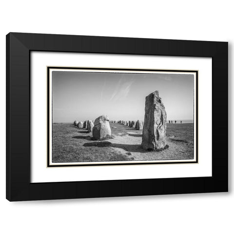 Southern Sweden-Kaseberga-Ales Stenar-Ales Stones-early peoples ritual site-600 AD Black Modern Wood Framed Art Print with Double Matting by Bibikow, Walter