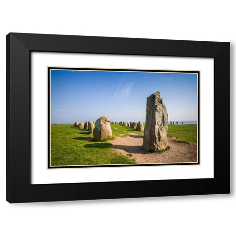 Southern Sweden-Kaseberga-Ales Stenar-Ales Stones-early peoples ritual site-600 AD Black Modern Wood Framed Art Print with Double Matting by Bibikow, Walter