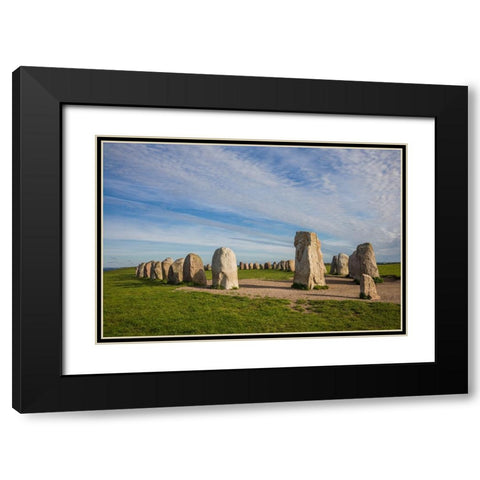 Southern Sweden-Kaseberga-Ales Stenar-Ales Stones-early peoples ritual site-600 AD Black Modern Wood Framed Art Print with Double Matting by Bibikow, Walter