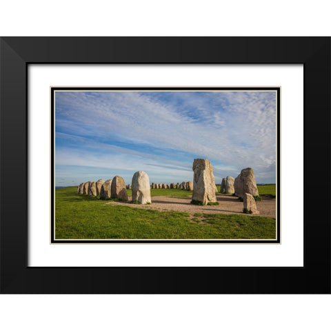 Southern Sweden-Kaseberga-Ales Stenar-Ales Stones-early peoples ritual site-600 AD Black Modern Wood Framed Art Print with Double Matting by Bibikow, Walter