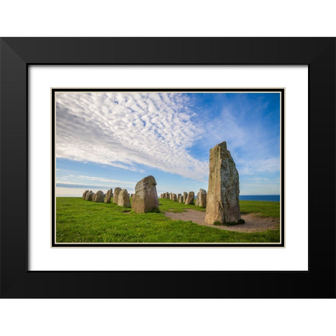 Southern Sweden-Kaseberga-Ales Stenar-Ales Stones-early peoples ritual site-600 AD Black Modern Wood Framed Art Print with Double Matting by Bibikow, Walter