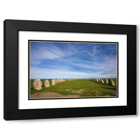 Southern Sweden-Kaseberga-Ales Stenar-Ales Stones-early peoples ritual site-600 AD Black Modern Wood Framed Art Print with Double Matting by Bibikow, Walter