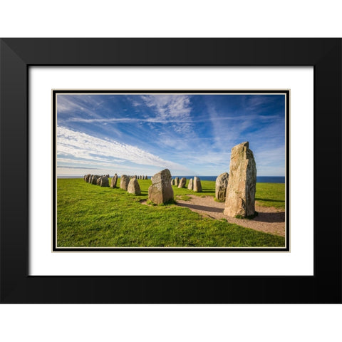 Southern Sweden-Kaseberga-Ales Stenar-Ales Stones-early peoples ritual site-600 AD Black Modern Wood Framed Art Print with Double Matting by Bibikow, Walter