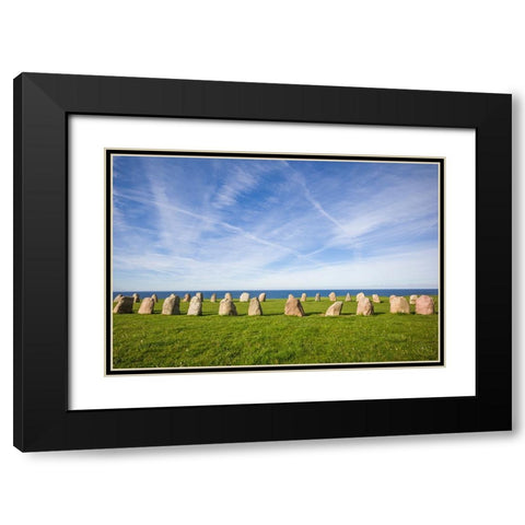 Southern Sweden-Kaseberga-Ales Stenar-Ales Stones-early peoples ritual site-600 AD Black Modern Wood Framed Art Print with Double Matting by Bibikow, Walter