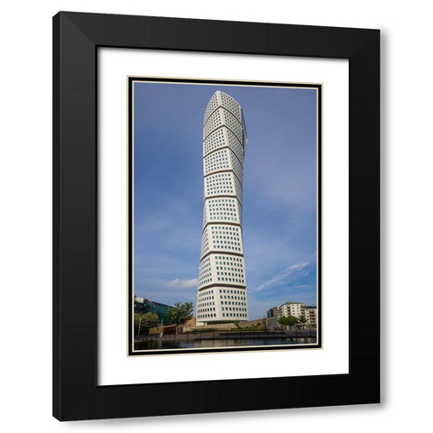 Sweden-Scania-Malmo-Turning Torso building-designed by architect Santiago Calatrava-2005 Black Modern Wood Framed Art Print with Double Matting by Bibikow, Walter