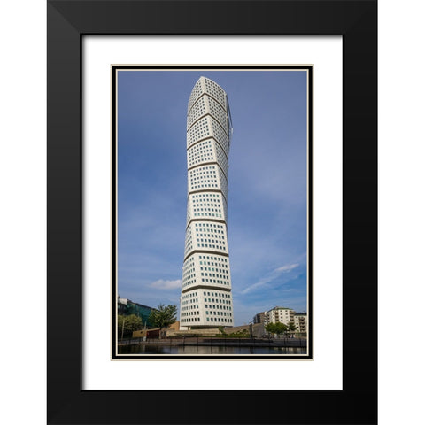Sweden-Scania-Malmo-Turning Torso building-designed by architect Santiago Calatrava-2005 Black Modern Wood Framed Art Print with Double Matting by Bibikow, Walter