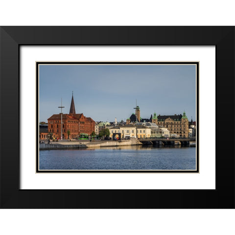 Sweden-Scania-Malmo-Inre Hamnen inner harbor Black Modern Wood Framed Art Print with Double Matting by Bibikow, Walter