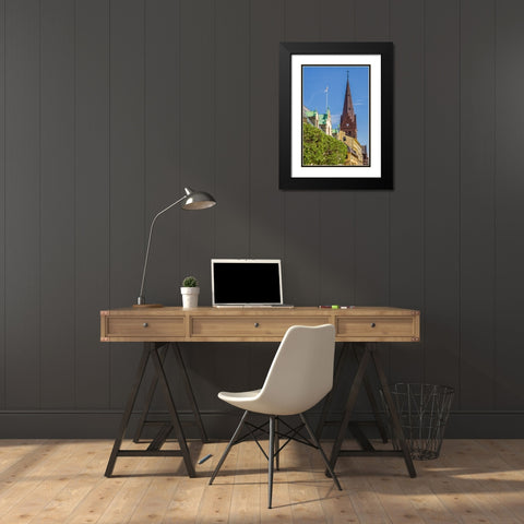 Sweden-Scania-Malmo-Sankt Petri Krka church and city buildings Black Modern Wood Framed Art Print with Double Matting by Bibikow, Walter