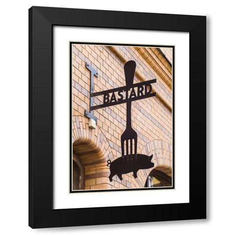 Sweden-Scania-Malmo-Lilla Torg square area-sign for the Bastard Restaurant Black Modern Wood Framed Art Print with Double Matting by Bibikow, Walter