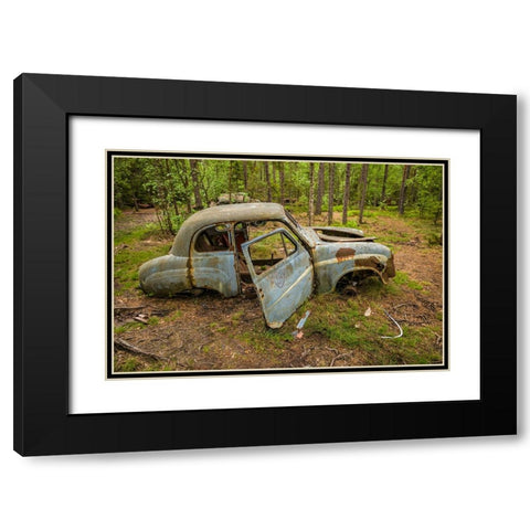 Sweden-Smaland-Ryd-Kyrko Mosse Car Cemetery-former junkyard now pubic park-junked cars Black Modern Wood Framed Art Print with Double Matting by Bibikow, Walter