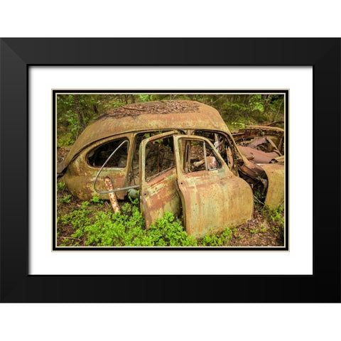 Sweden-Smaland-Ryd-Kyrko Mosse Car Cemetery-former junkyard now pubic park-junked cars Black Modern Wood Framed Art Print with Double Matting by Bibikow, Walter