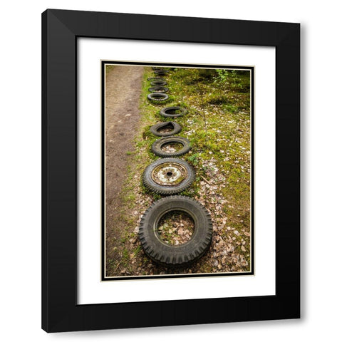Sweden-Smaland-Ryd-Kyrko Mosse Car Cemetery-former junkyard now pubic park-old tires Black Modern Wood Framed Art Print with Double Matting by Bibikow, Walter