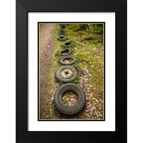 Sweden-Smaland-Ryd-Kyrko Mosse Car Cemetery-former junkyard now pubic park-old tires Black Modern Wood Framed Art Print with Double Matting by Bibikow, Walter