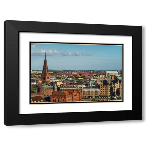 Sweden-Scania-Malmo-Inre Hamnen inner harbor-elevated skyline view Black Modern Wood Framed Art Print with Double Matting by Bibikow, Walter