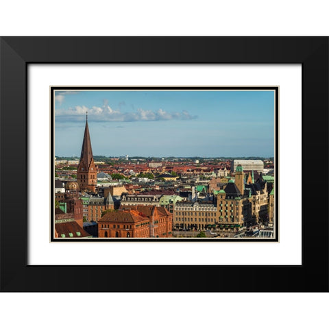 Sweden-Scania-Malmo-Inre Hamnen inner harbor-elevated skyline view Black Modern Wood Framed Art Print with Double Matting by Bibikow, Walter