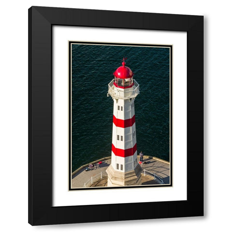 Sweden-Scania-Malmo-Inre Hamnen inner harbor-lighthouse-high angle view Black Modern Wood Framed Art Print with Double Matting by Bibikow, Walter
