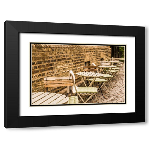 Sweden-Vastragotland and Bohuslan-Gothenburg-Haga neighborhood-outdoor cafe Black Modern Wood Framed Art Print with Double Matting by Bibikow, Walter