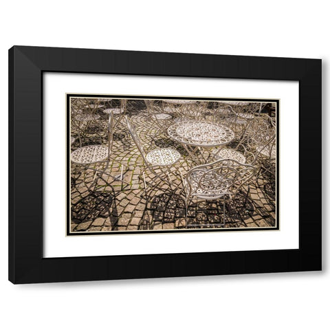 Sweden-Vastragotland and Bohuslan-Gothenburg-outdoor table and chairs Black Modern Wood Framed Art Print with Double Matting by Bibikow, Walter