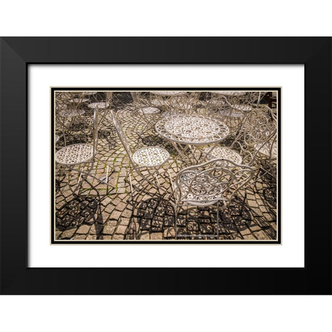 Sweden-Vastragotland and Bohuslan-Gothenburg-outdoor table and chairs Black Modern Wood Framed Art Print with Double Matting by Bibikow, Walter