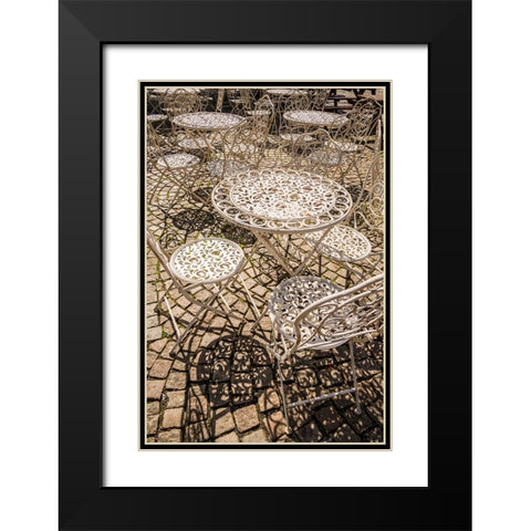 Sweden-Vastragotland and Bohuslan-Gothenburg-outdoor table and chairs Black Modern Wood Framed Art Print with Double Matting by Bibikow, Walter