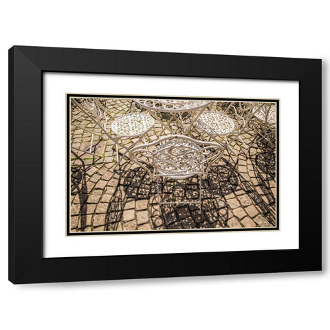 Sweden-Vastragotland and Bohuslan-Gothenburg-outdoor table and chairs Black Modern Wood Framed Art Print with Double Matting by Bibikow, Walter