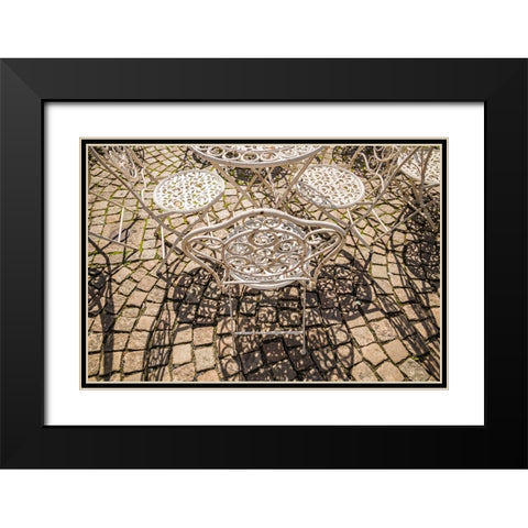 Sweden-Vastragotland and Bohuslan-Gothenburg-outdoor table and chairs Black Modern Wood Framed Art Print with Double Matting by Bibikow, Walter