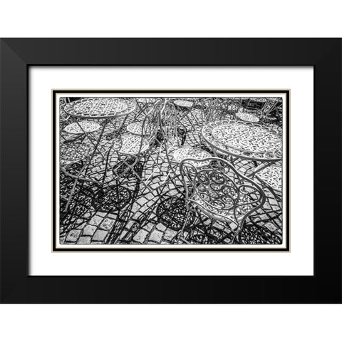Sweden-Vastragotland and Bohuslan-Gothenburg-outdoor table and chairs Black Modern Wood Framed Art Print with Double Matting by Bibikow, Walter