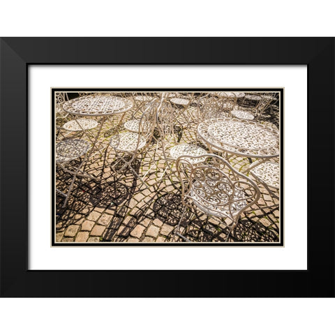 Sweden-Vastragotland and Bohuslan-Gothenburg-outdoor table and chairs Black Modern Wood Framed Art Print with Double Matting by Bibikow, Walter