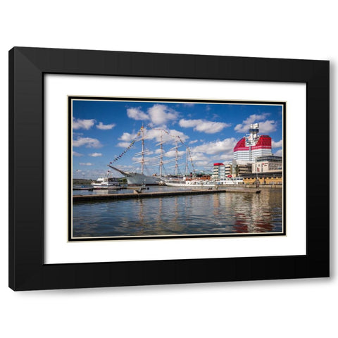 Sweden-Vastragotland and Bohuslan-Gothenburg-Goteborgs-Utkiken building-nicknamed The Lipstick Black Modern Wood Framed Art Print with Double Matting by Bibikow, Walter