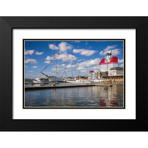Sweden-Vastragotland and Bohuslan-Gothenburg-Goteborgs-Utkiken building-nicknamed The Lipstick Black Modern Wood Framed Art Print with Double Matting by Bibikow, Walter