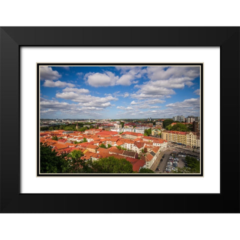 Sweden-Vastragotland and Bohuslan-Gothenburg-high angle city view from the Skansparken-late afterno Black Modern Wood Framed Art Print with Double Matting by Bibikow, Walter
