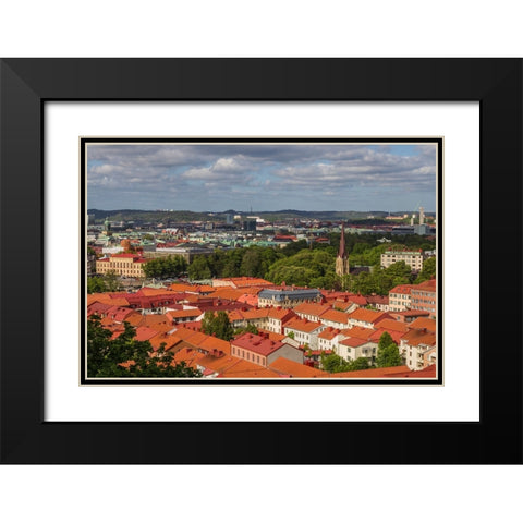 Sweden-Vastragotland and Bohuslan-Gothenburg-high angle city view from the Skansparken-late afterno Black Modern Wood Framed Art Print with Double Matting by Bibikow, Walter
