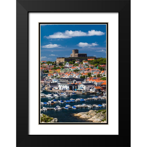 Sweden-Bohuslan-Marstrand-island town view with the 17th century Carlsten fortress Black Modern Wood Framed Art Print with Double Matting by Bibikow, Walter