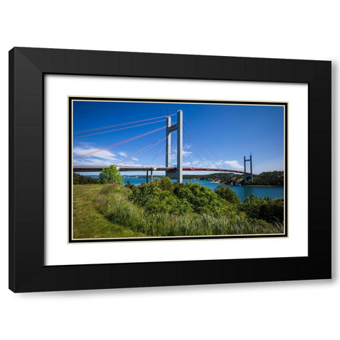 Sweden-Bohuslan-Tjorn Island-Stenungsund-Tjornbron bridge-links the mainland to Tjorn Island Black Modern Wood Framed Art Print with Double Matting by Bibikow, Walter
