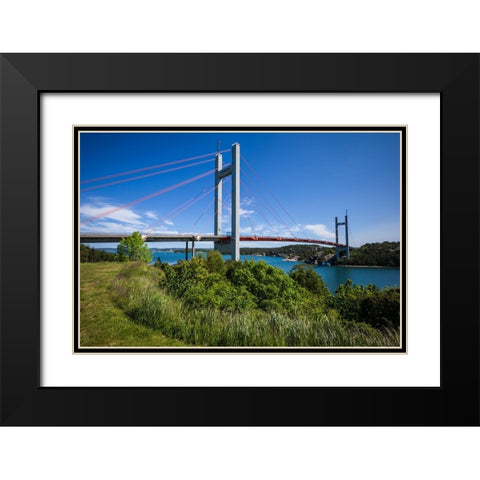 Sweden-Bohuslan-Tjorn Island-Stenungsund-Tjornbron bridge-links the mainland to Tjorn Island Black Modern Wood Framed Art Print with Double Matting by Bibikow, Walter
