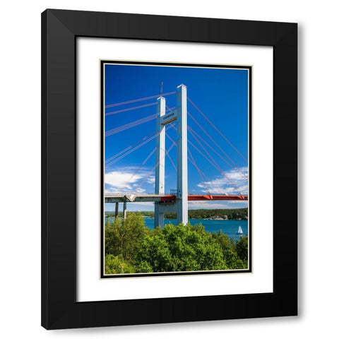 Sweden-Bohuslan-Tjorn Island-Stenungsund-Tjornbron bridge-links the mainland to Tjorn Island Black Modern Wood Framed Art Print with Double Matting by Bibikow, Walter