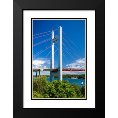 Sweden-Bohuslan-Tjorn Island-Stenungsund-Tjornbron bridge-links the mainland to Tjorn Island Black Modern Wood Framed Art Print with Double Matting by Bibikow, Walter